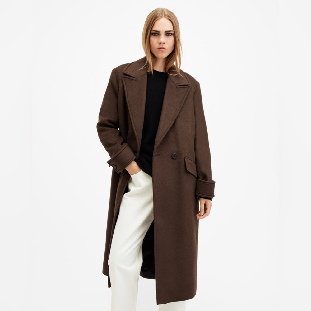 AllSaints Brown Oversized Wool “Mabel” Coat UK 4/ US 0 Sold Out